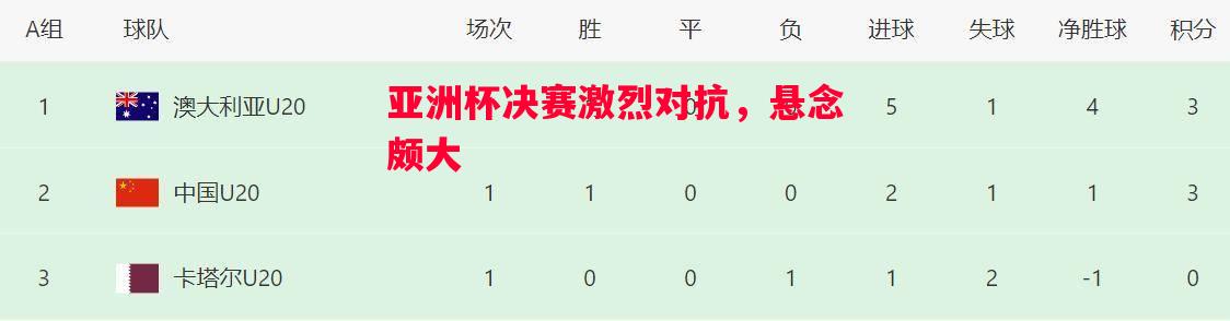亚洲杯决赛激烈对抗，悬念颇大